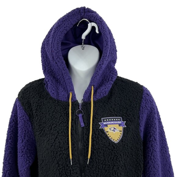 NFL Team Apparel NWT Baltimore Ravens M/L Sherpa Fleece Shacket Black Full Zip - Picture 3 of 16